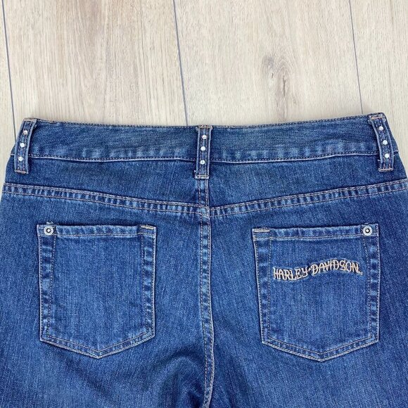 Harley Davidson Women's Boot Cut Rhinestone Jeans Sz 6​​​​ - Picture 5 of 10